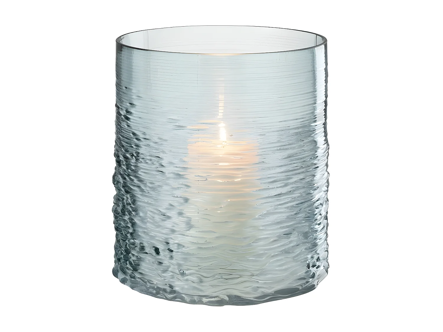 Portavelas de vidrio azul 19.5x19.5x22.5 cm