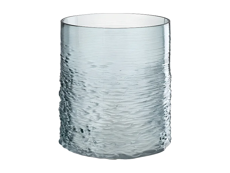 Portavelas de vidrio azul 19.5x19.5x22.5 cm