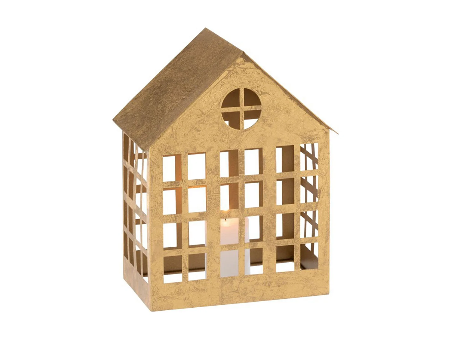 Bougeoir en Métal "Maison Delta" 28cm Or