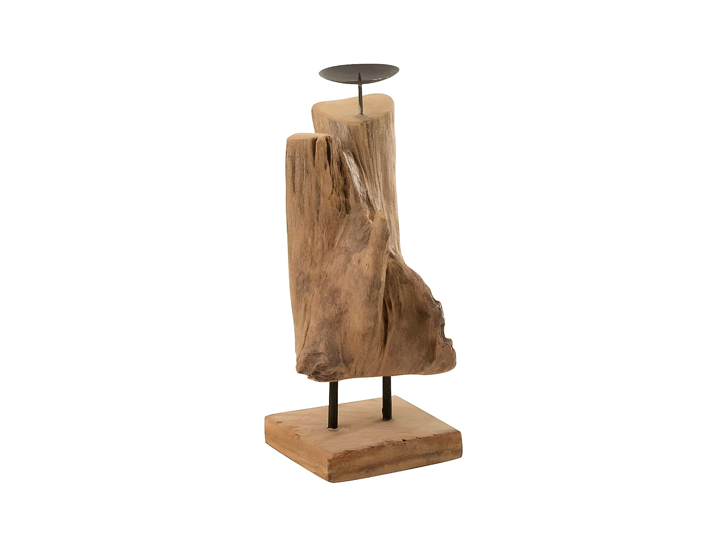 Bougeoir en Bois "Tronc Teck" 35cm Naturel