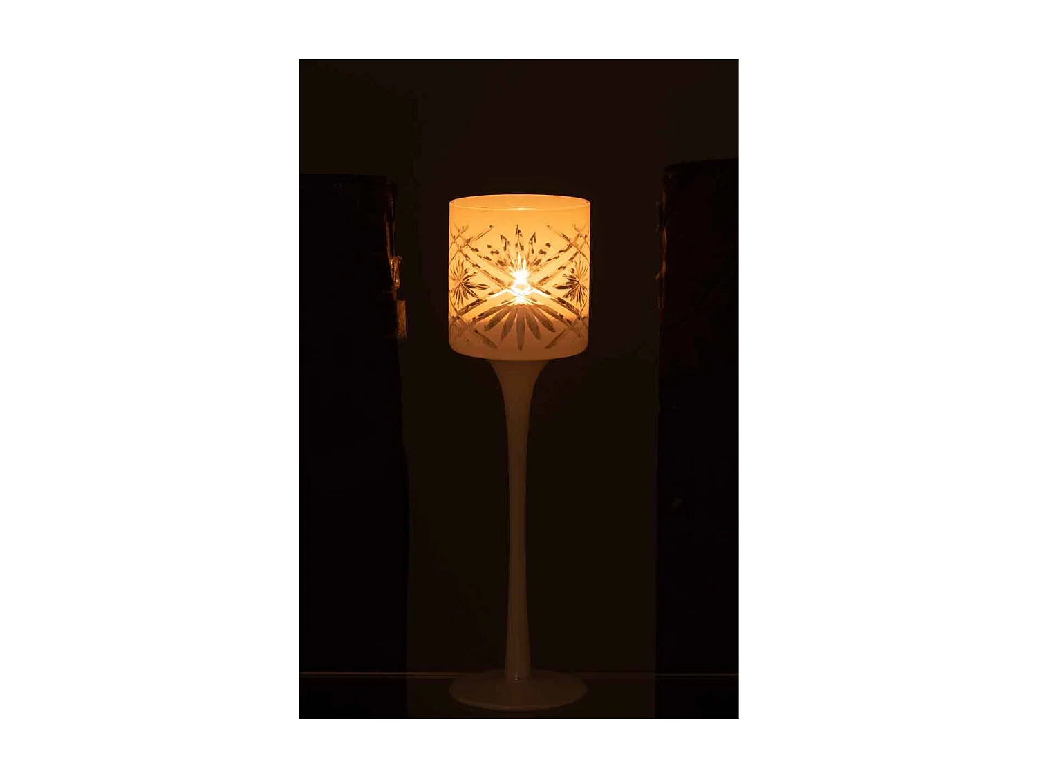 Portavelas de vidrio blanco 7x7x25 cm