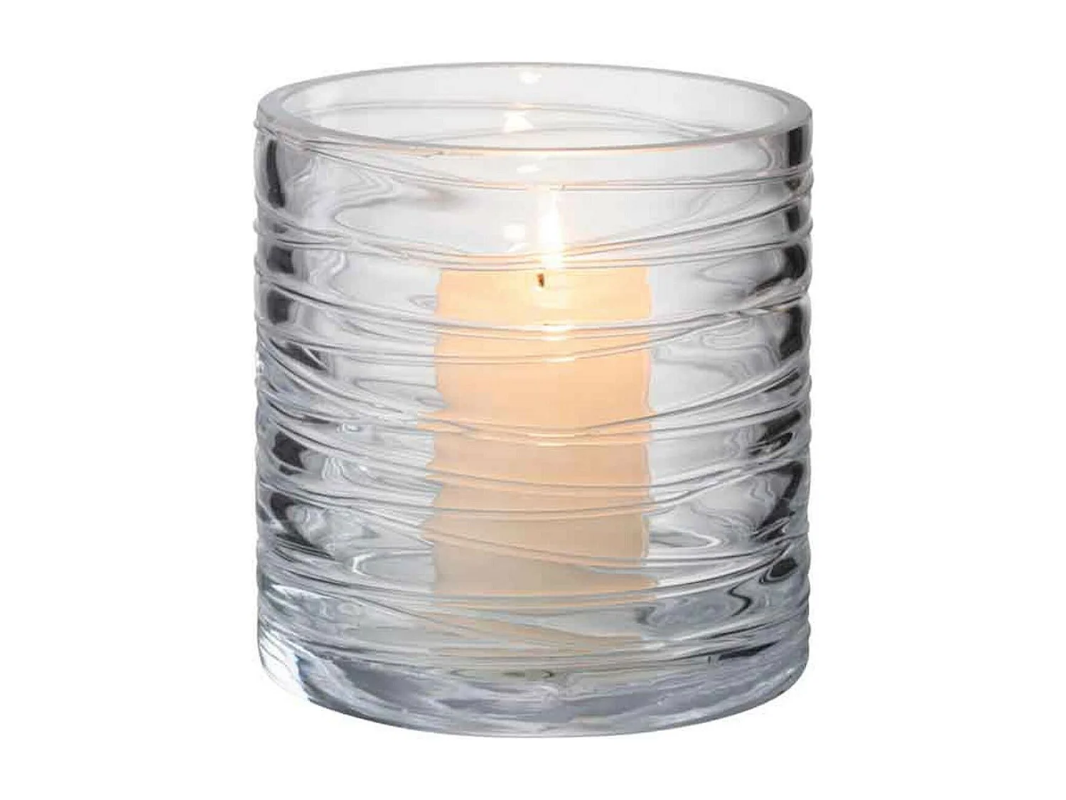 Photophore Design "Lignes Verre" 12cm Transparent