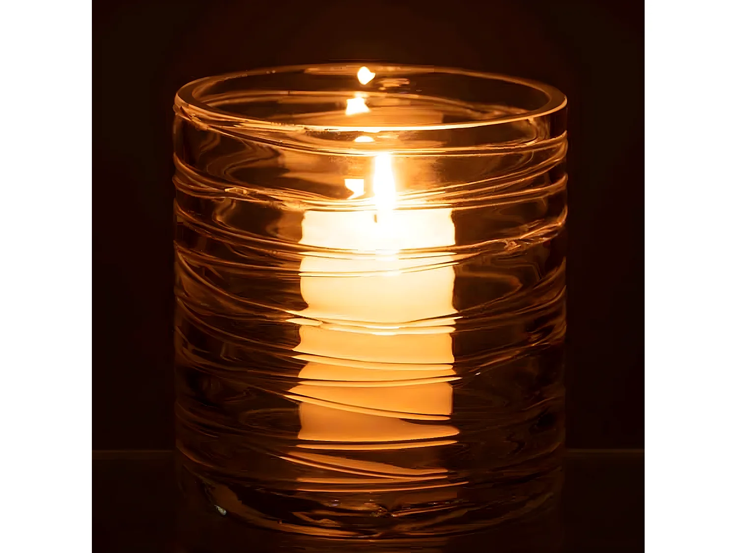 Photophore Design "Lignes Verre" 12cm Transparent