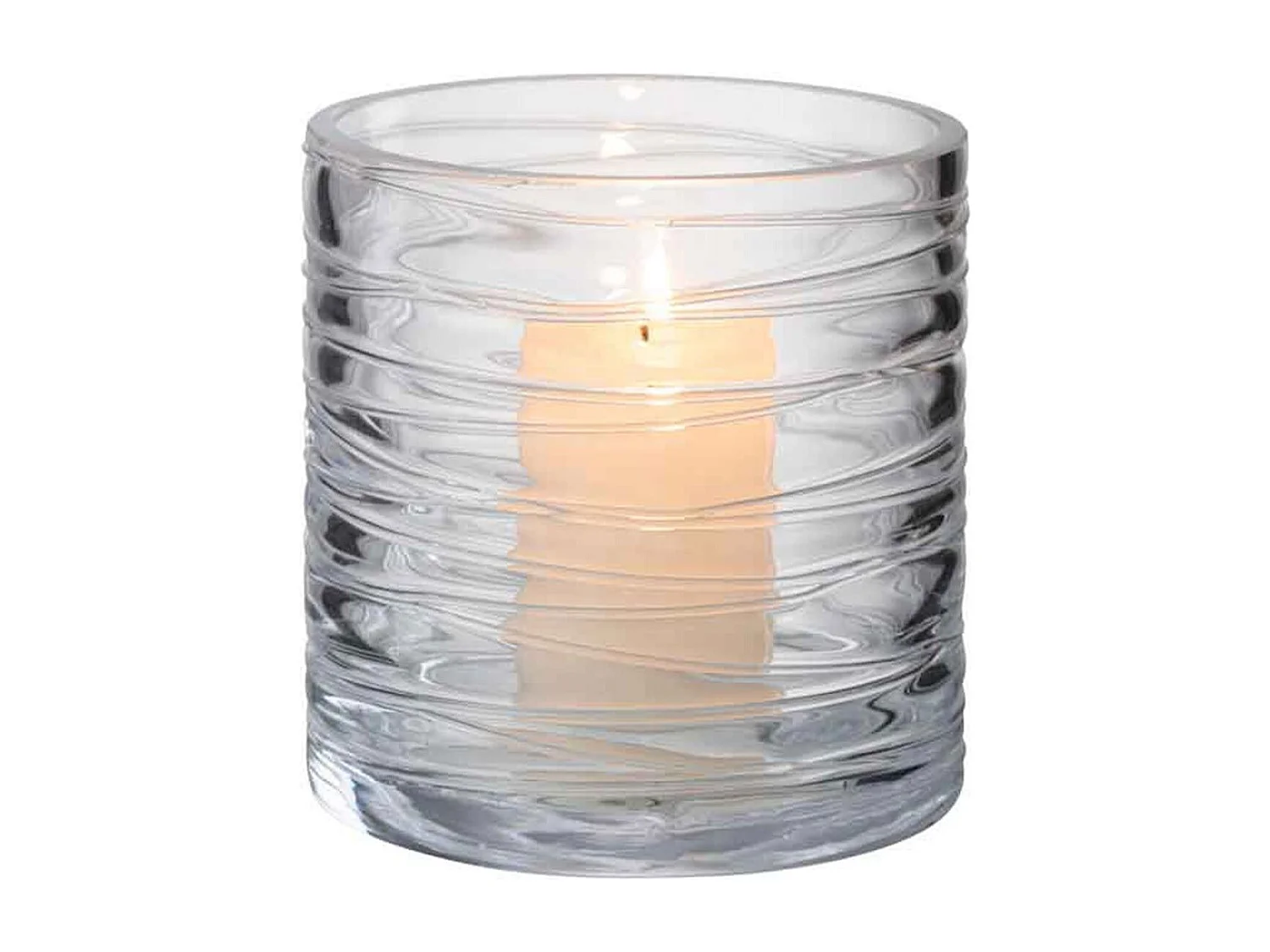 Photophore Design "Lignes Verre" 12cm Transparent