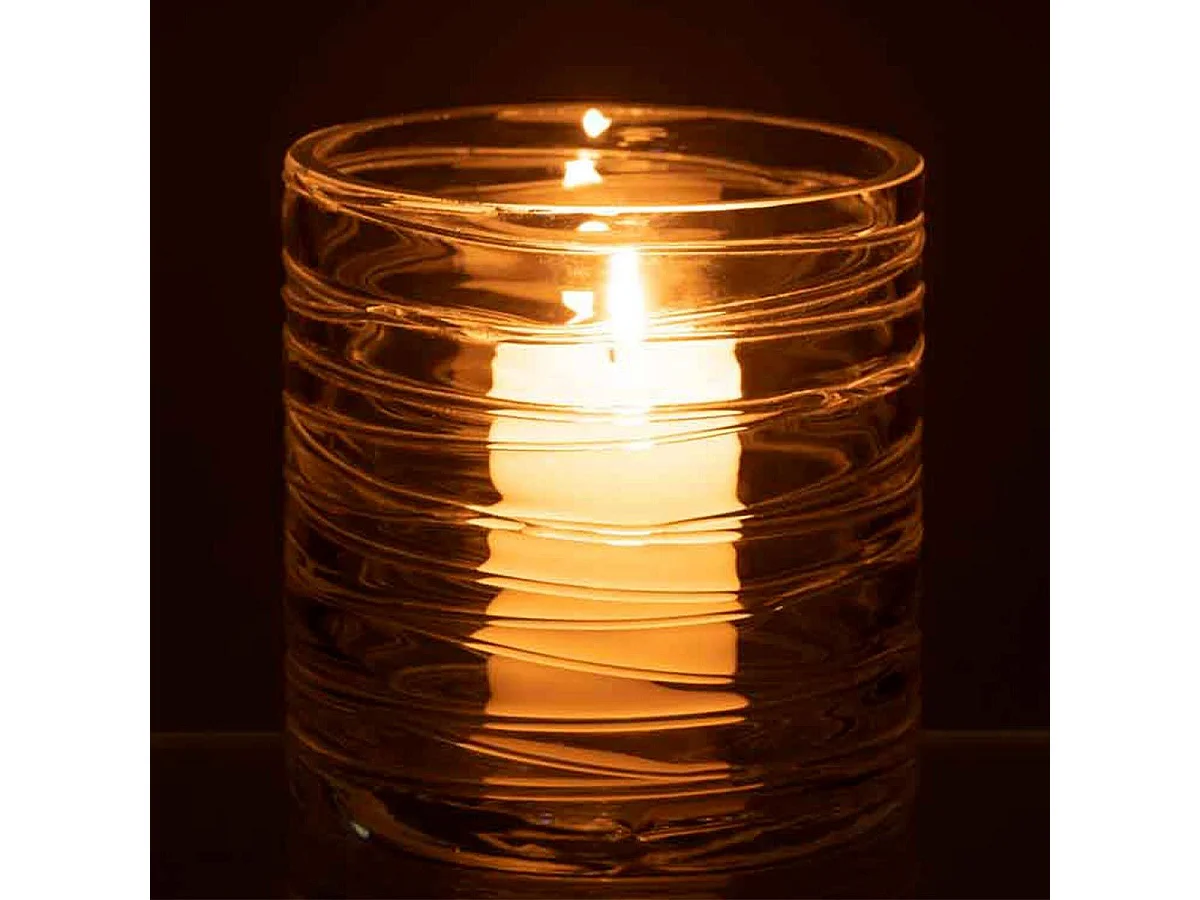 Photophore Design "Lignes Verre" 12cm Transparent