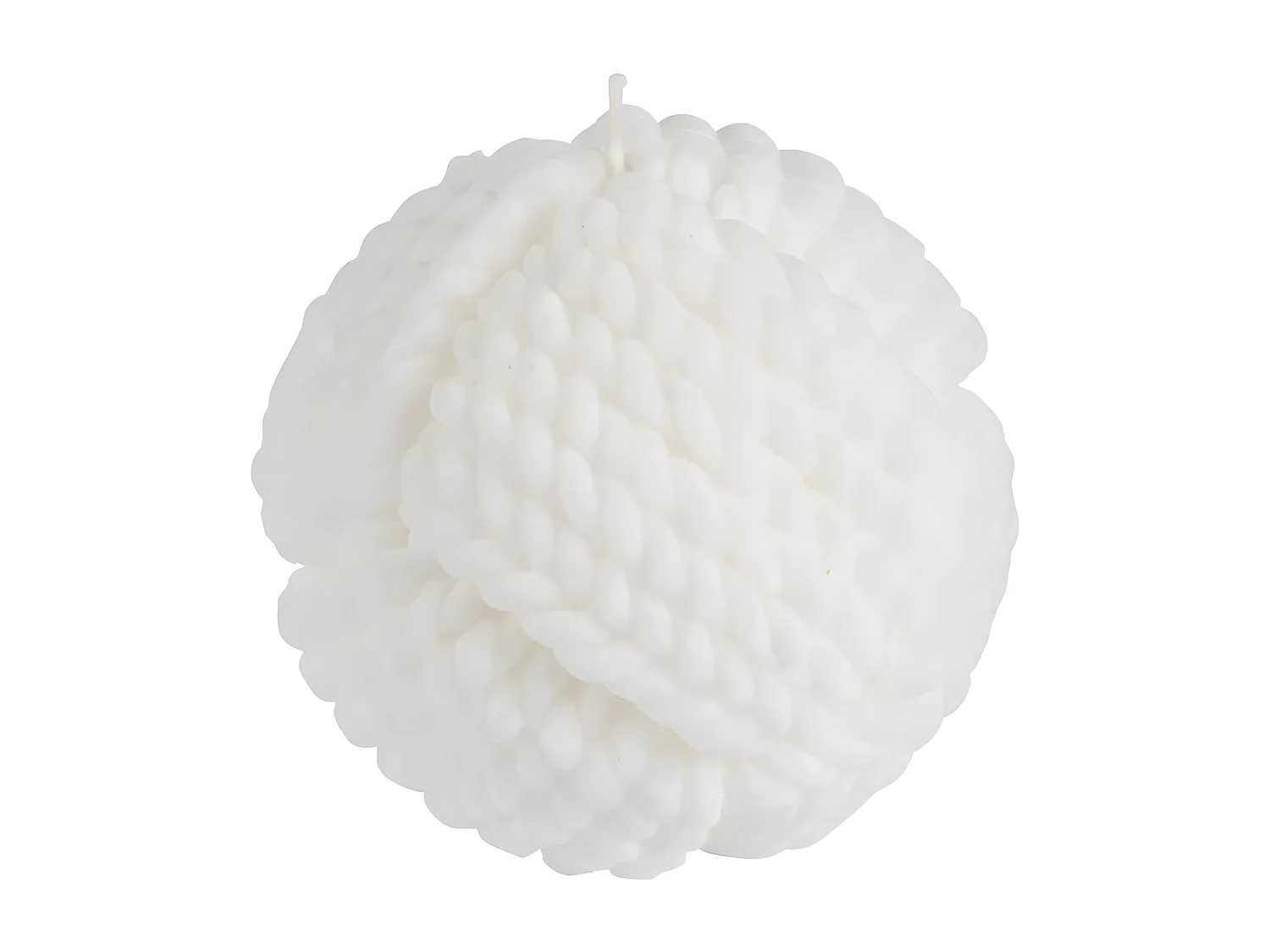 Bougie Boule Effet Cordage "Blue Wave" 9cm Blanc