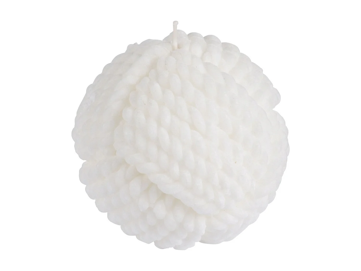 Bougie Boule Effet Cordage "Blue Wave" 9cm Blanc