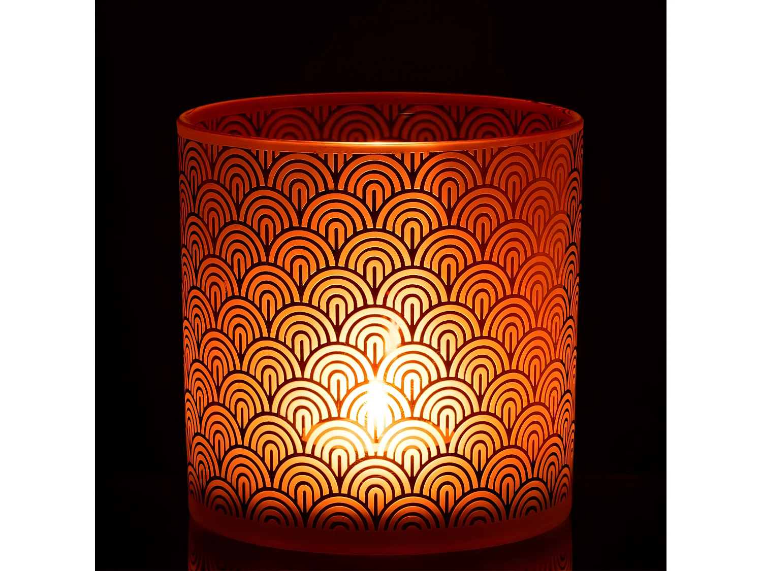 Portavelas de vidrio naranja 15x15x15 cm