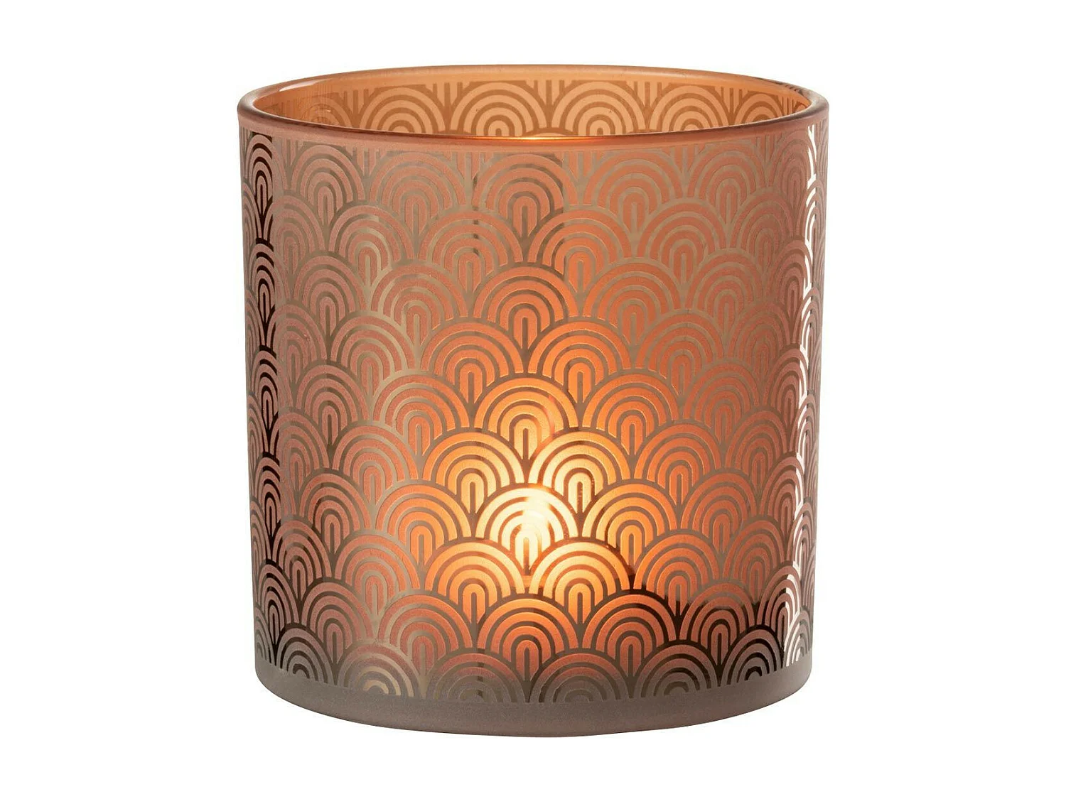 Photophore Déco en Verre "Arc" 15cm Orange