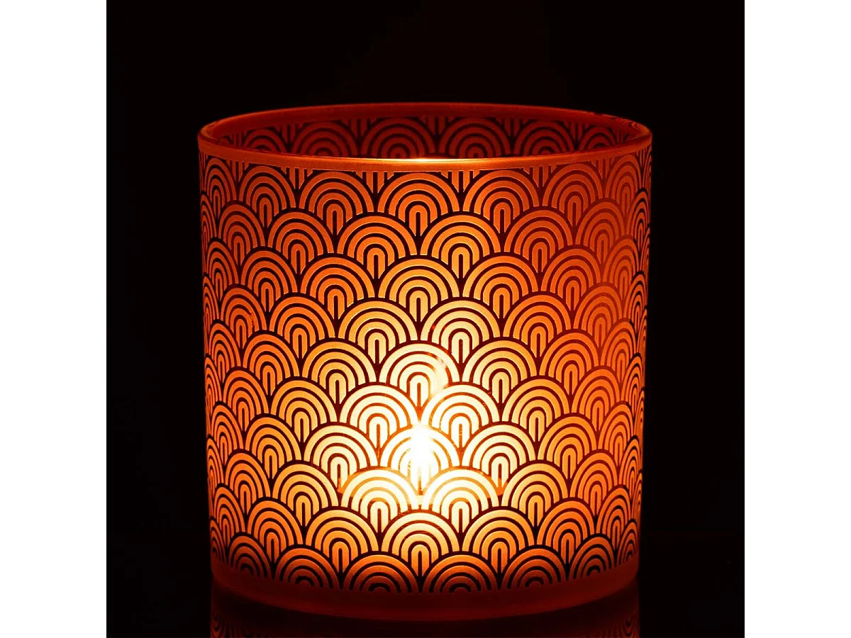 Photophore Déco en Verre "Arc" 15cm Orange