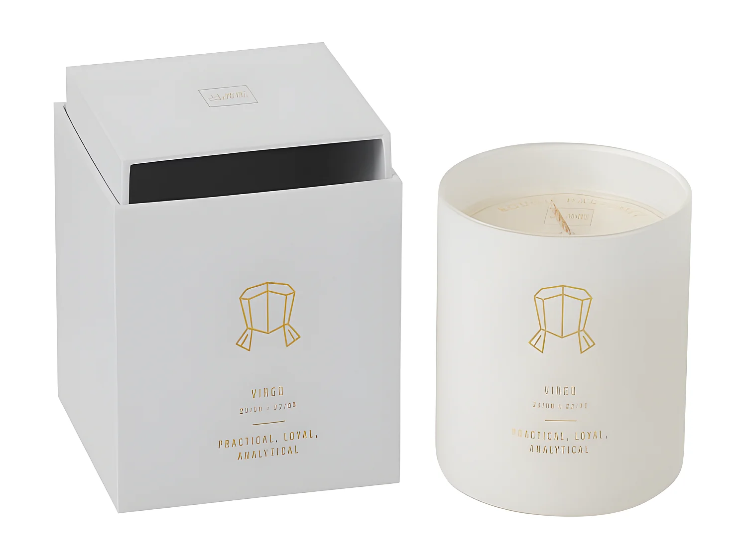 Vela perfumada signo virgo 50H en tarro de vidrio blanco 8x8x9.5 cm