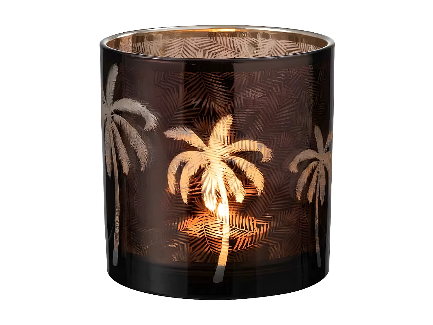 Portavelas de vidrio marrón 15x15x15 cm