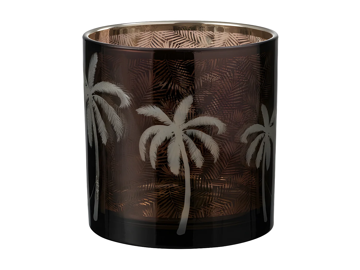 Portavelas de vidrio marrón 15x15x15 cm