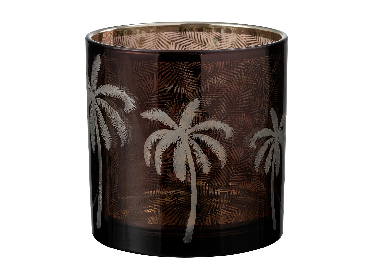 Portavelas de vidrio marrón 15x15x15 cm