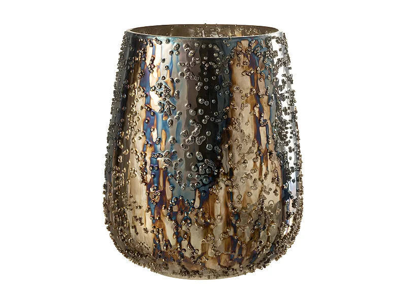 Portavelas de vidrio multicolor 17.5x17.5x21 cm