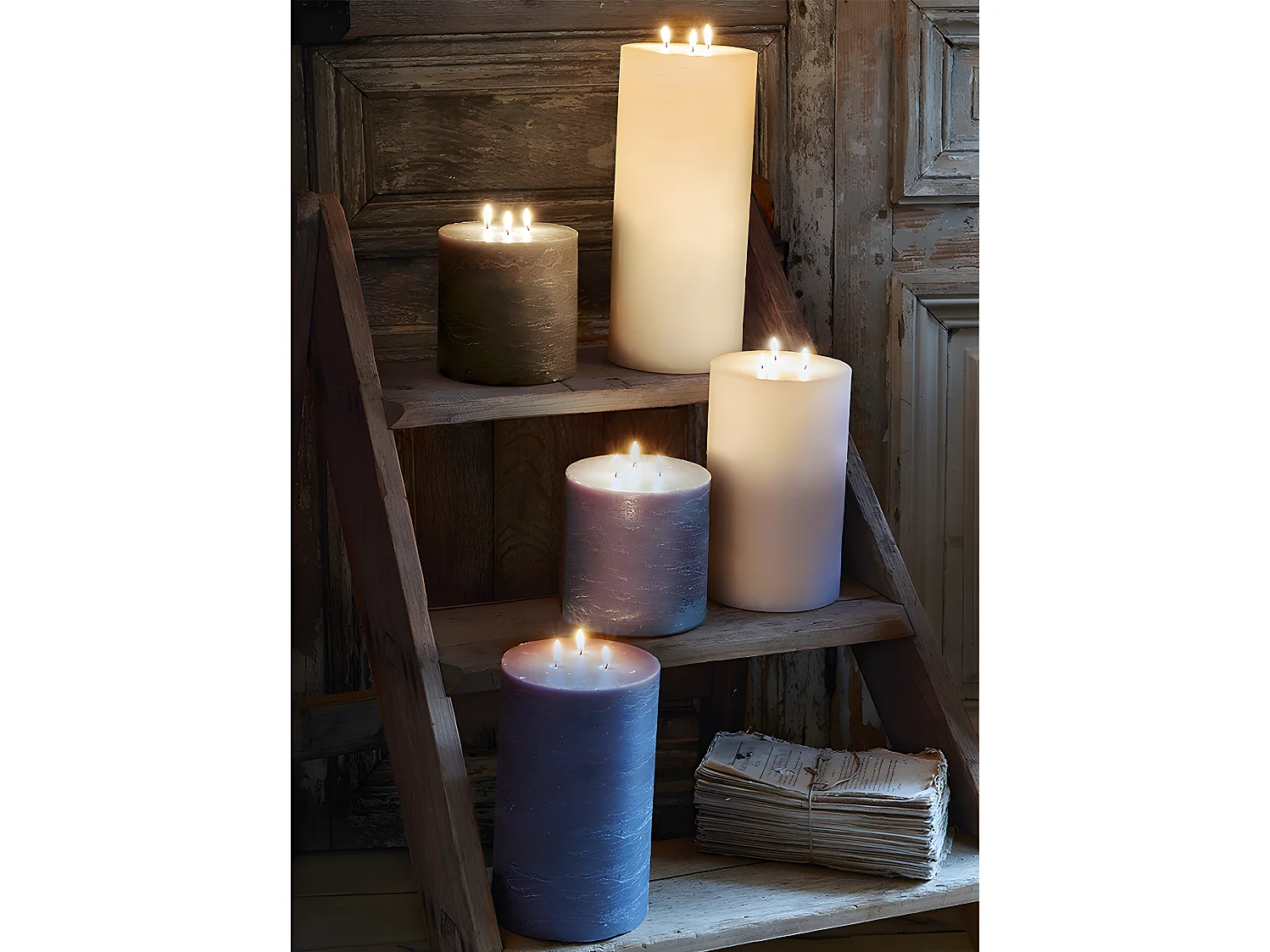 Bougie Ronde "Rustic" 14cm Blanc