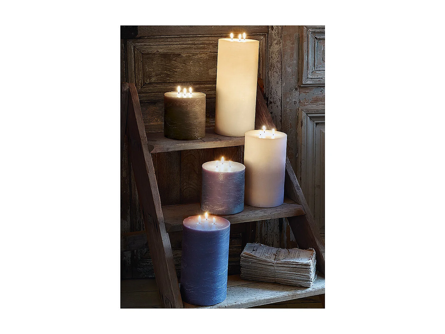 Bougie Ronde "Rustic" 14cm Blanc