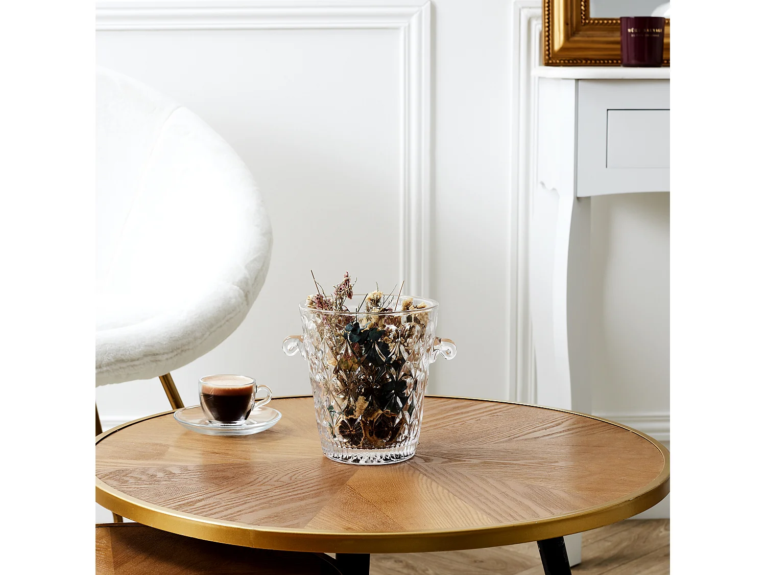 Bougie Parfumee Seau Cisele H17.5cm Blanc