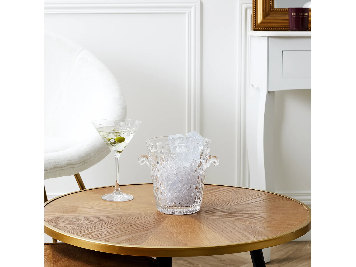 Bougie Parfumee Seau Cisele H17.5cm Blanc