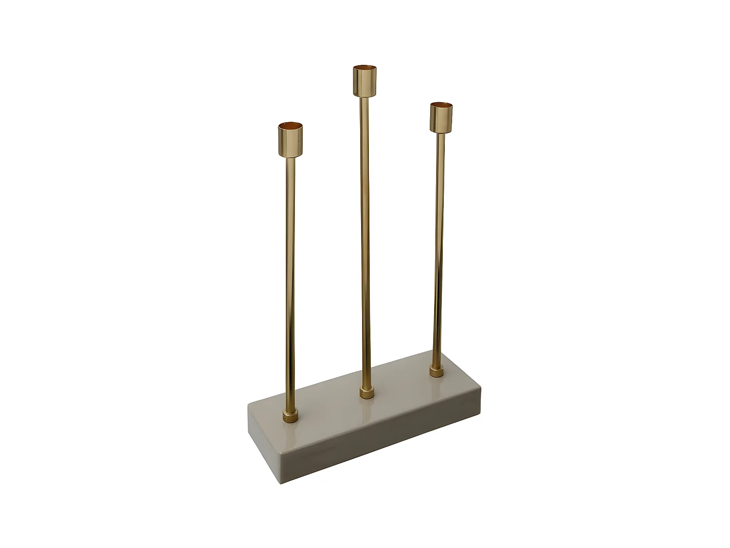 Bougeoir Design en Métal "Isola" 39cm Taupe & Or