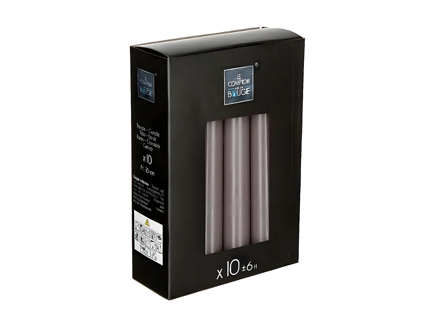 Lot de 10 Bougies Bâton "Hugo" 16cm Taupe