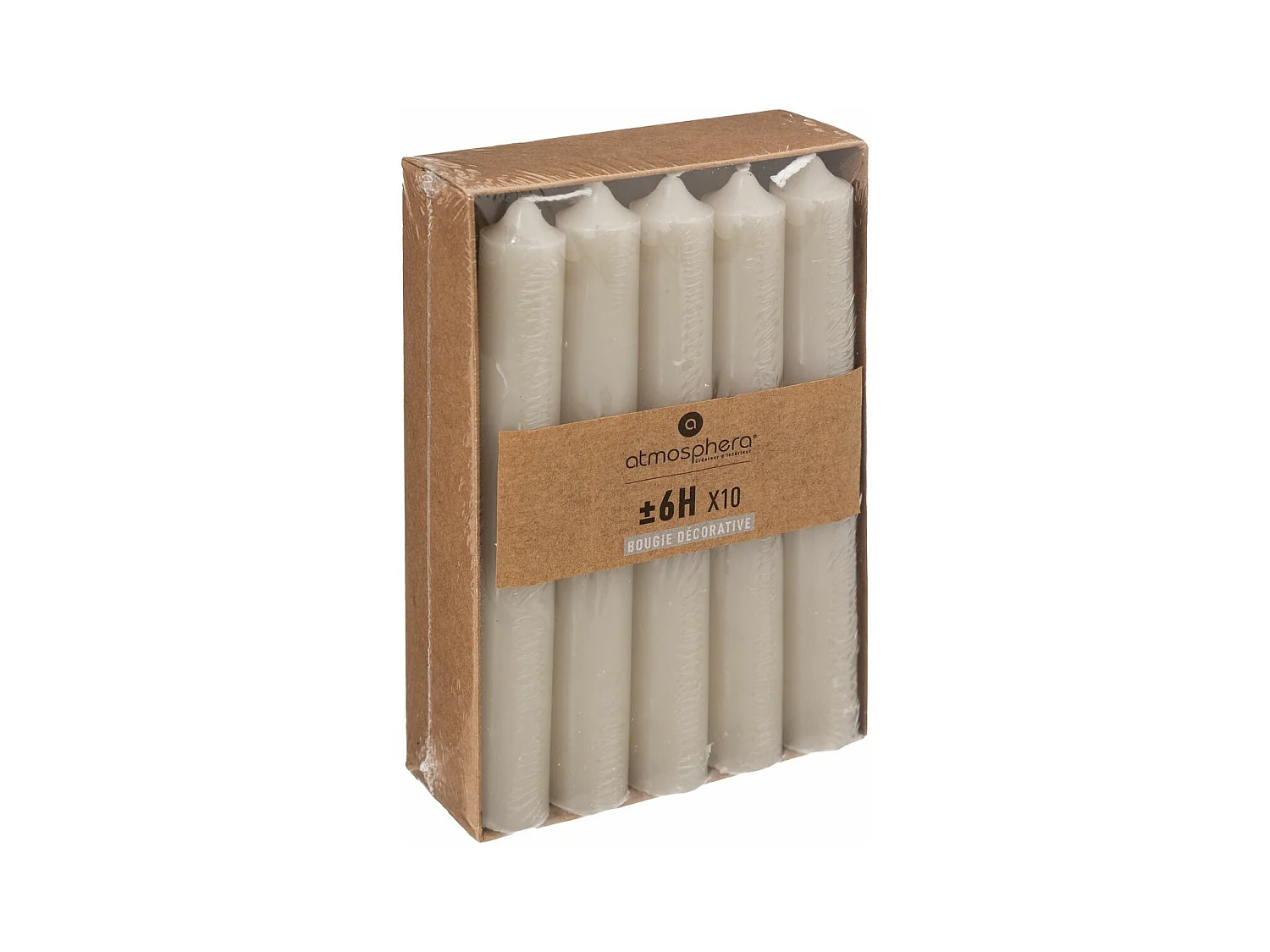 Lot de 10 Bougies Bâton "Hugo" 16cm Taupe