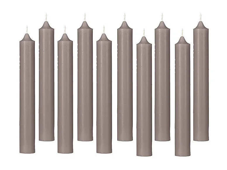 Lot de 10 Bougies Bâton "Hugo" 16cm Taupe