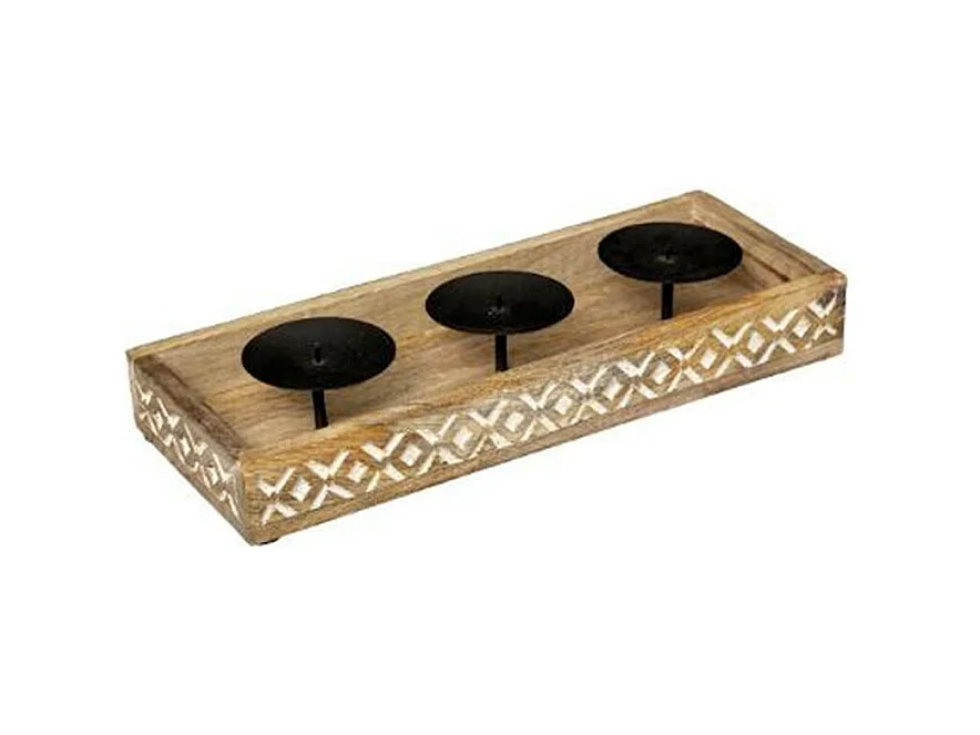 Photophore en Bois "Hacienda" 35cm Naturel