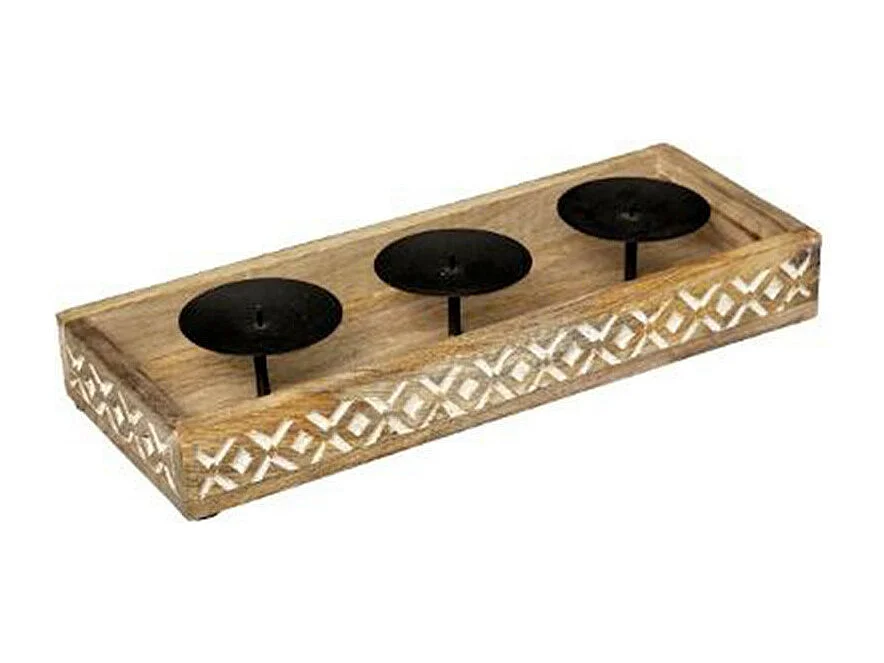 Photophore en Bois "Hacienda" 35cm Naturel