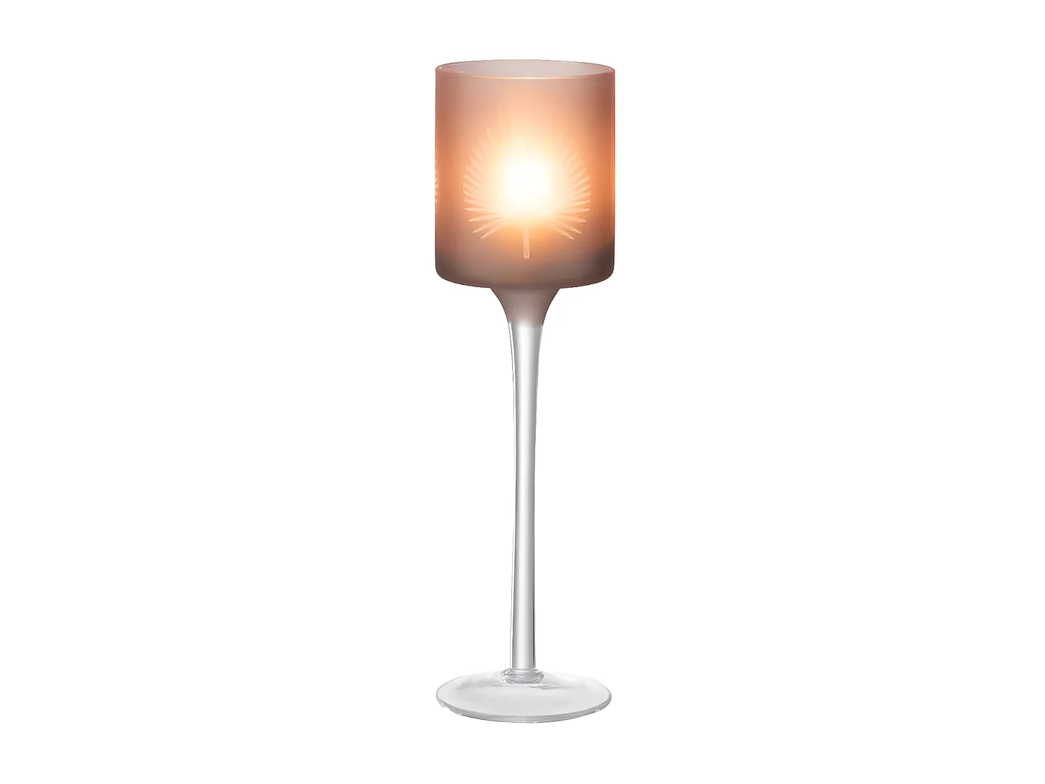 Photophore Déco "Feuilles de Palmier" 25cm Marron