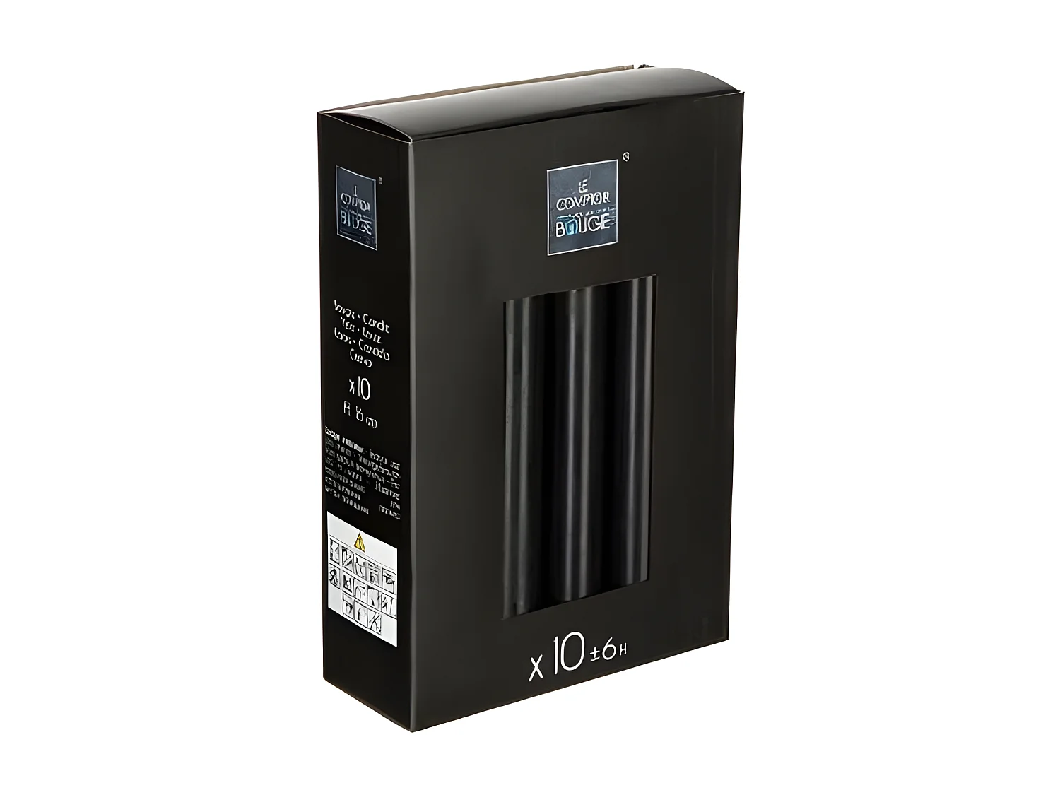 Lot de 10 Bougies Bâton "Hugo" 16cm Noir