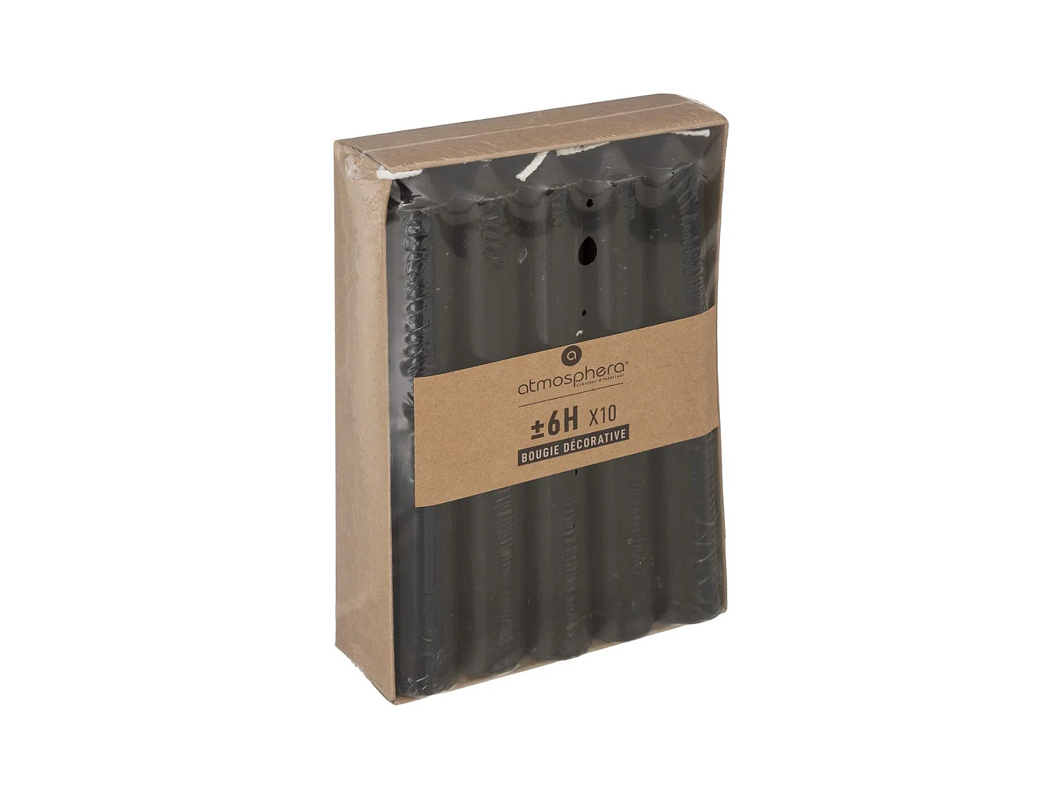 Lot de 10 Bougies Bâton "Hugo" 16cm Noir