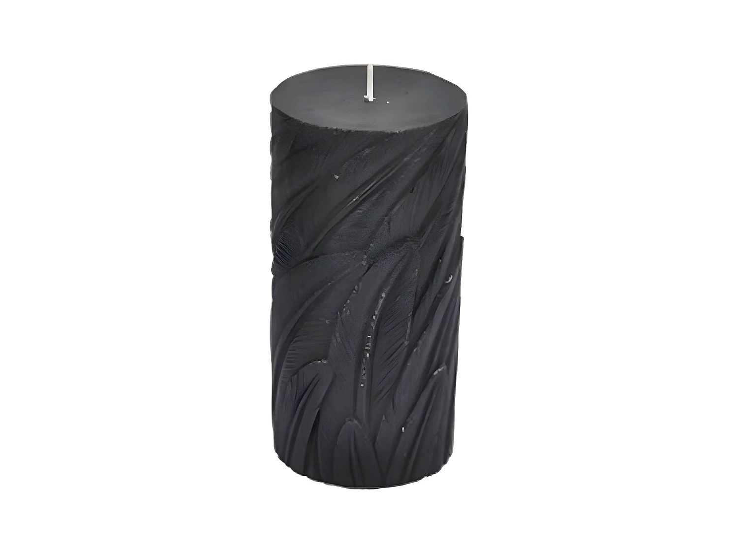 Bougie Pilier Déco Embossée "Efola" 14cm Noir Mat