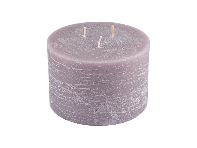 Bougie Déco 3 Mèches "Rustique" 12cm Taupe