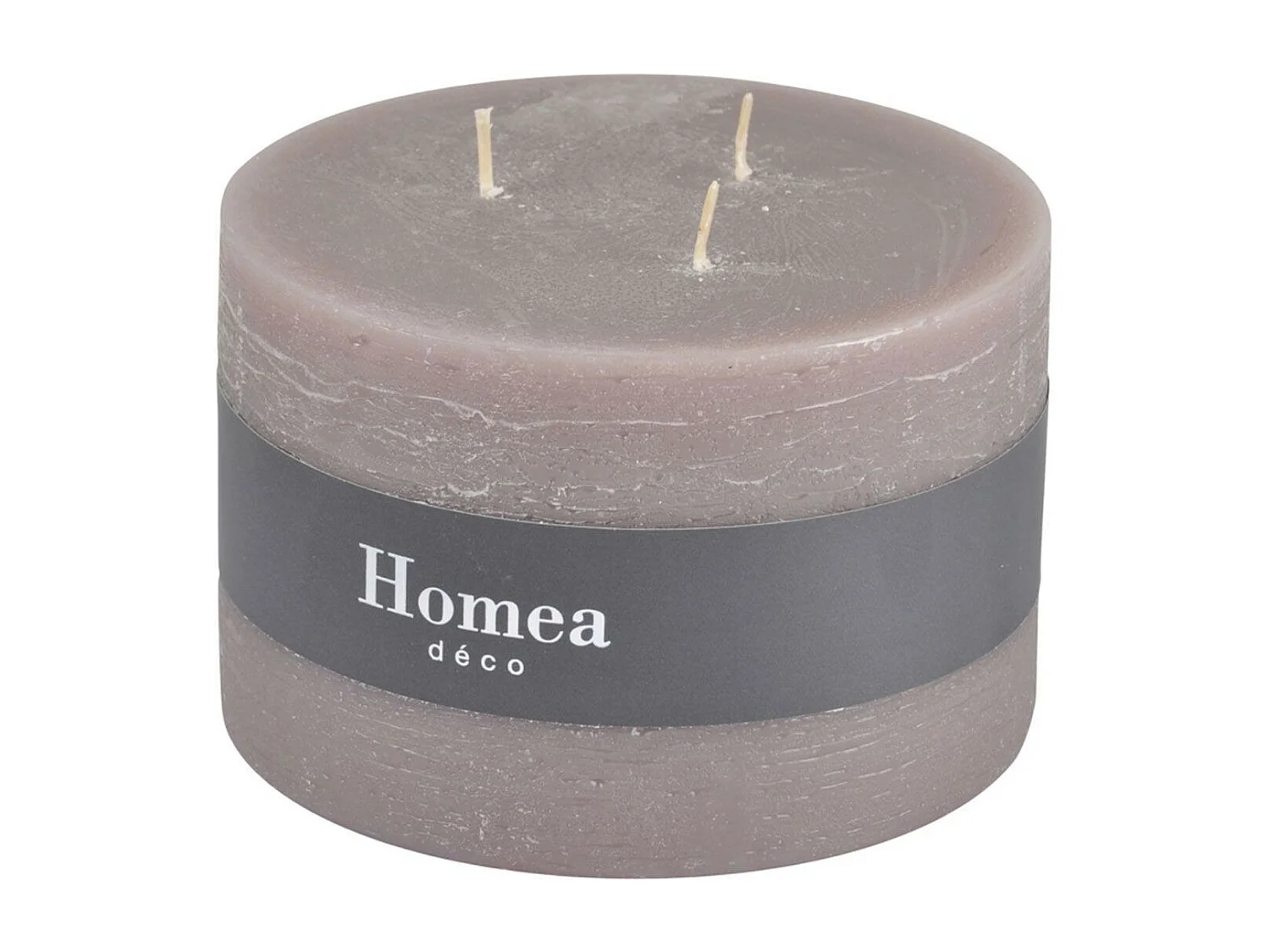 Bougie Déco 3 Mèches "Rustique" 12cm Taupe