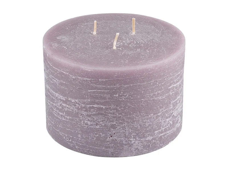 Bougie Déco 3 Mèches "Rustique" 12cm Taupe