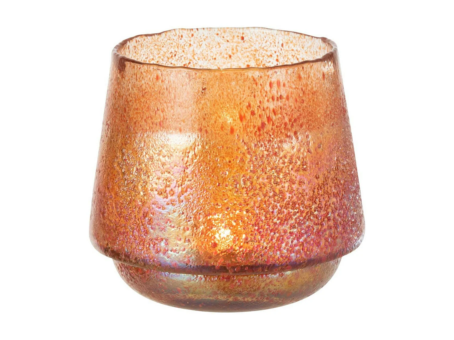 Portavelas de vidrio naranja 22x22x19 cm