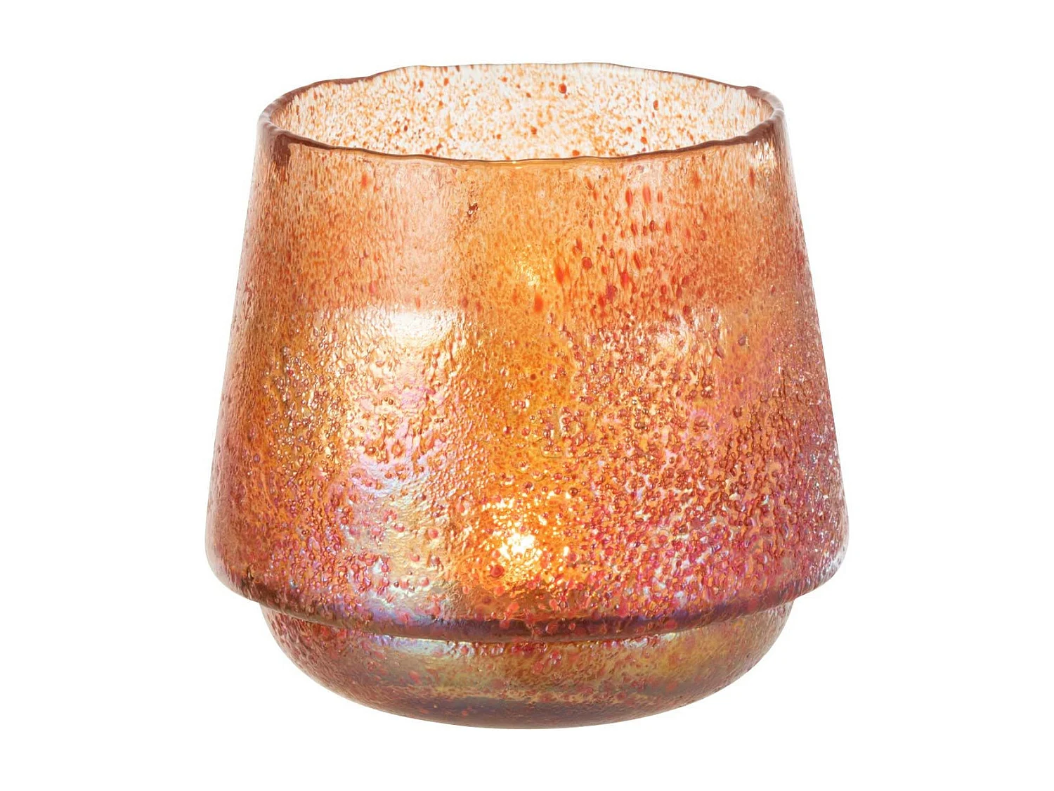 Photophore Design "Pois" 14cm Orange Rouille