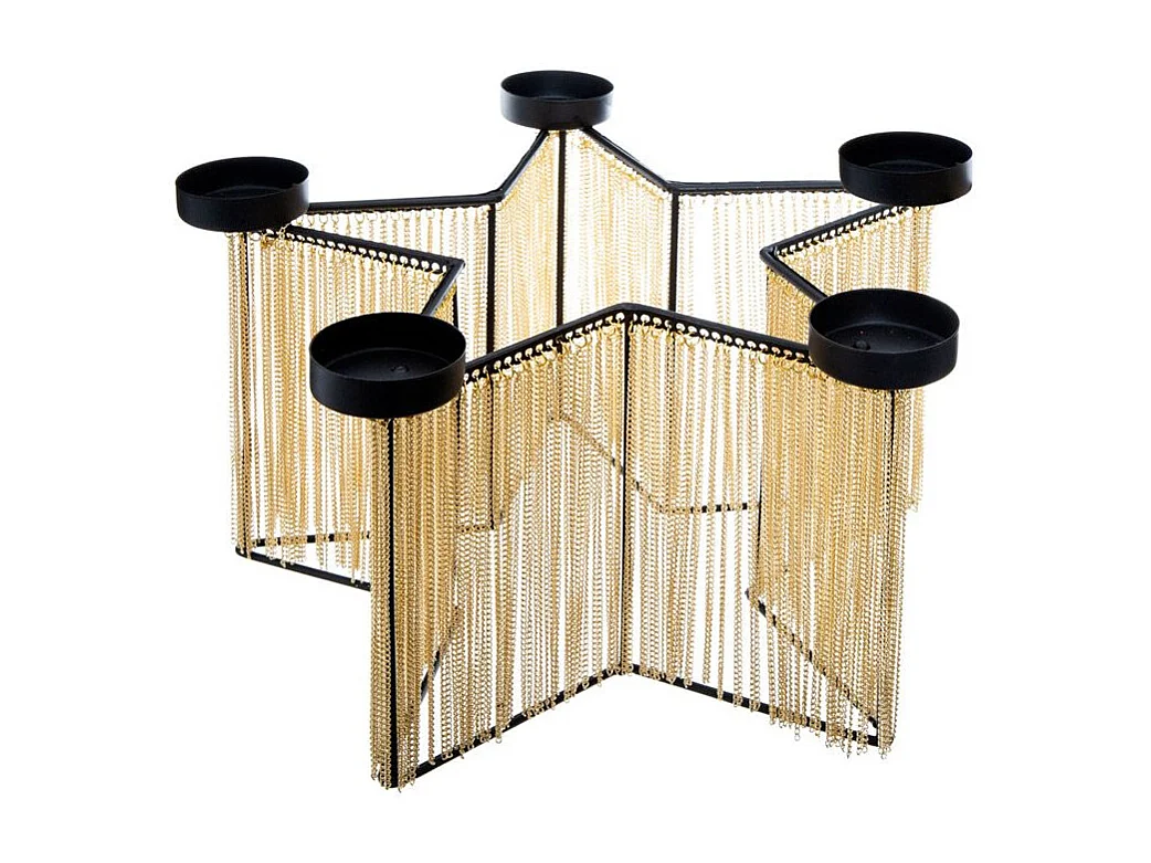 Photophore 5 Bougies "Grand Hôtel" 27cm Noir & Or