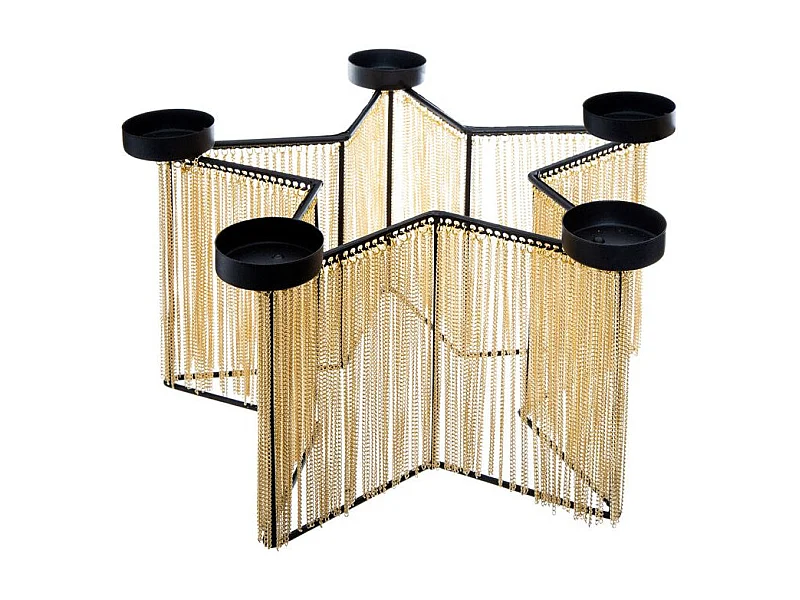 Photophore 5 Bougies "Grand Hôtel" 27cm Noir & Or