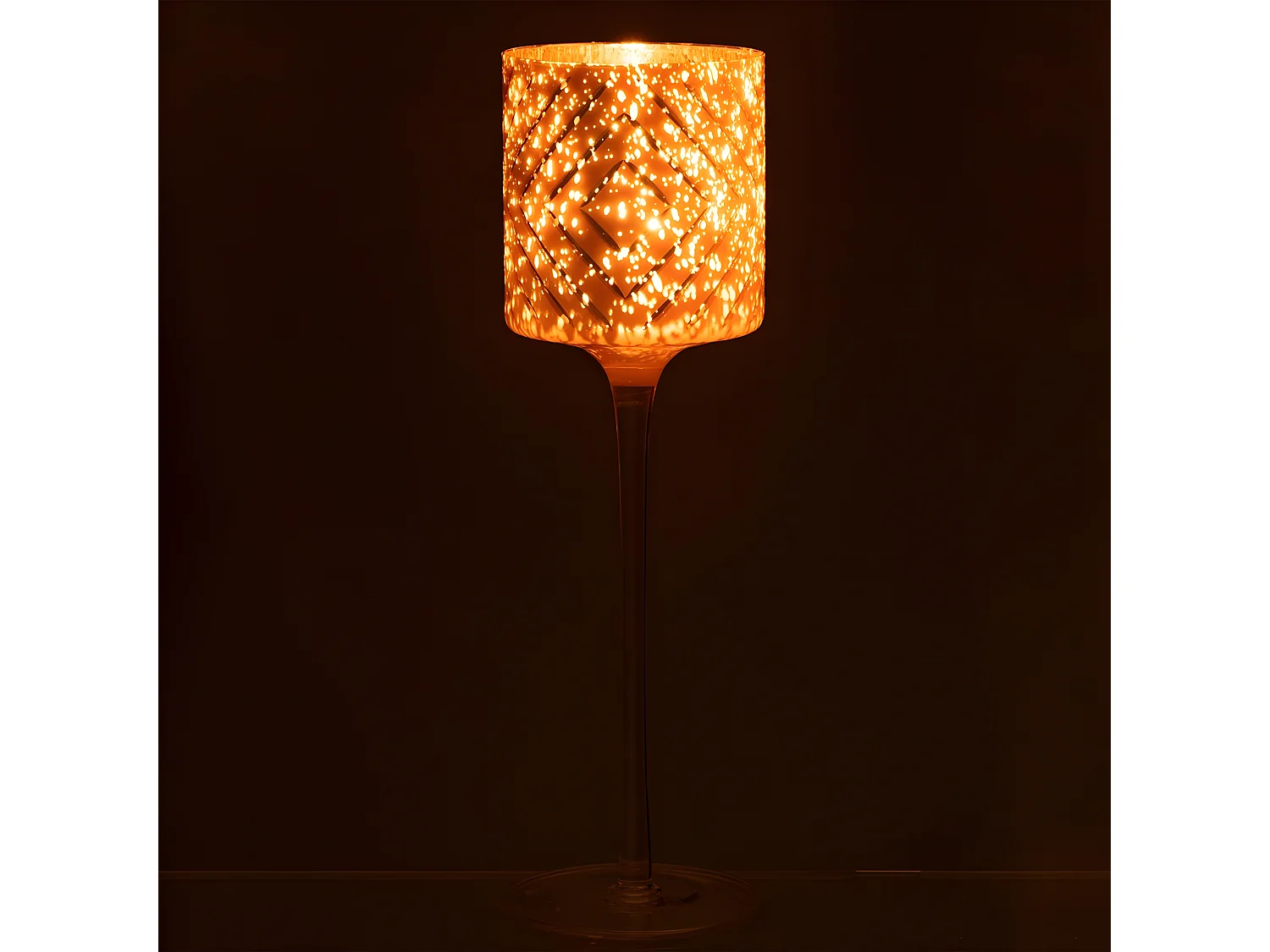 Photophore Rond sur Pied "Zigzag" 30cm Saumon