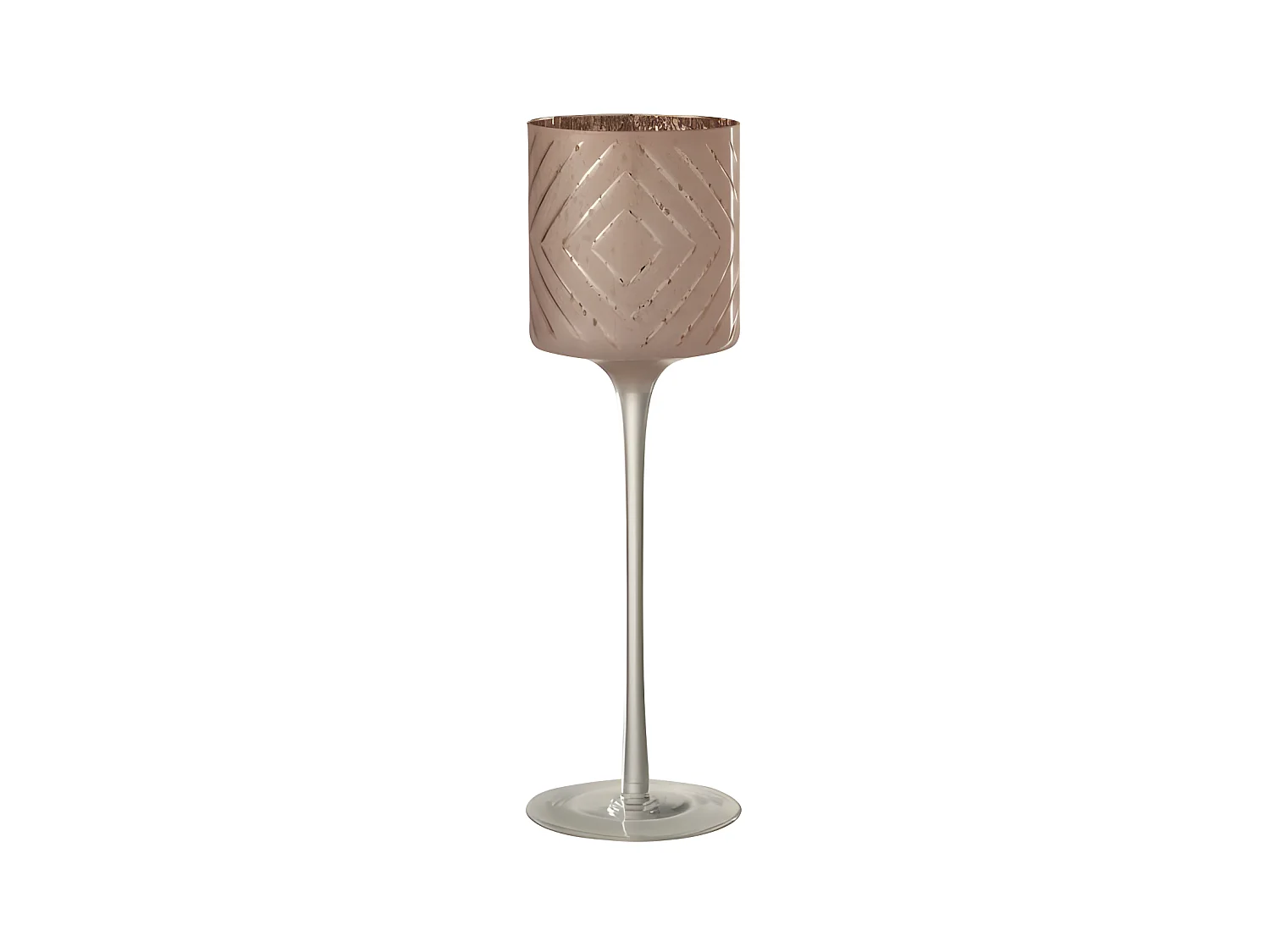 Photophore Rond sur Pied "Zigzag" 30cm Saumon