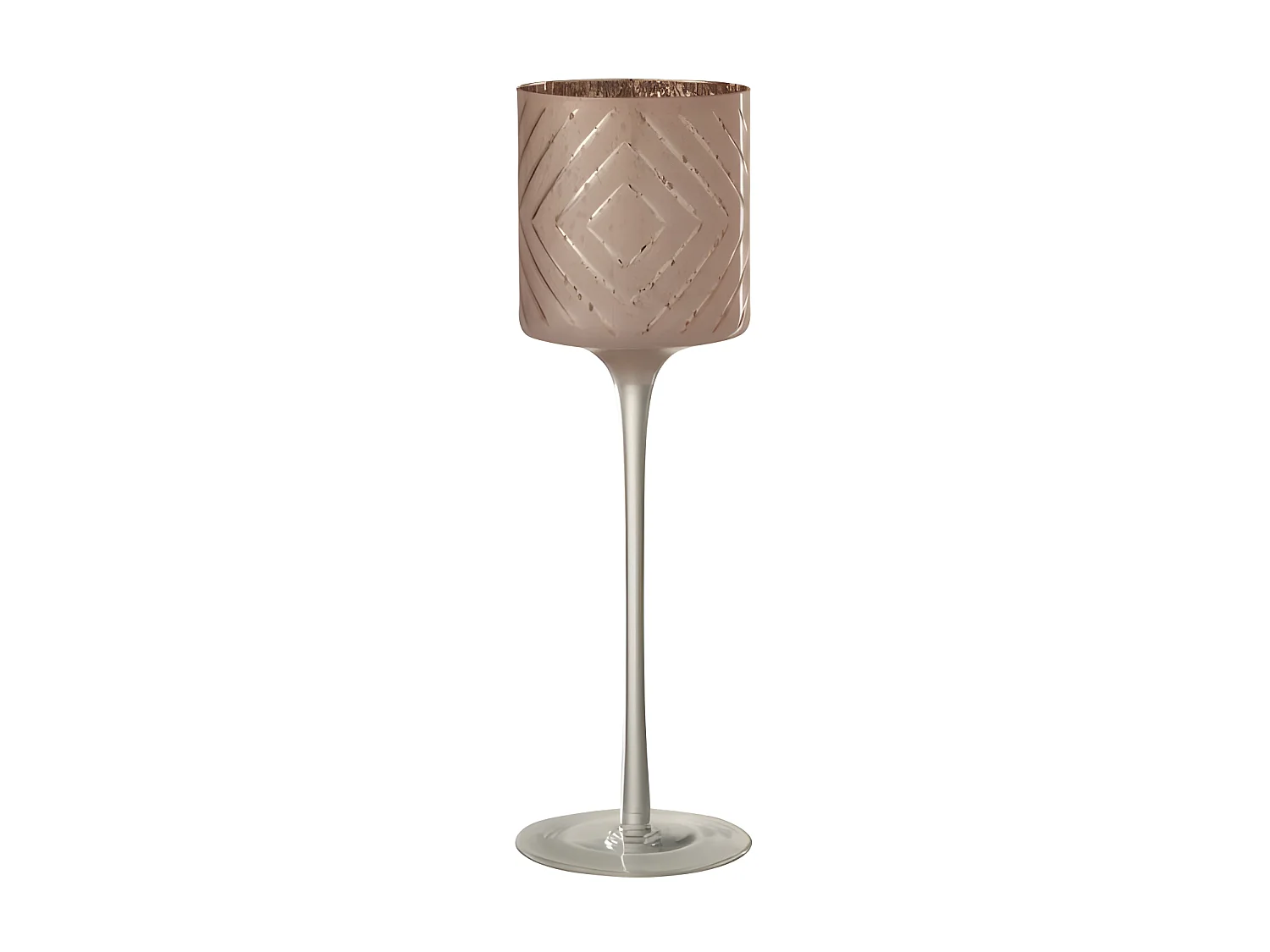 Photophore Rond sur Pied "Zigzag" 30cm Saumon