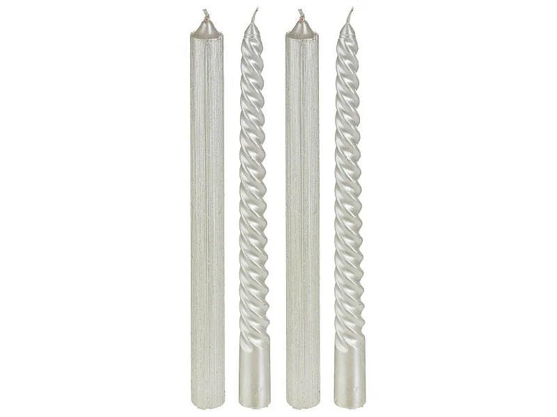 Lot de 4 Bougies Bâton "Colorama" 48g Blanc