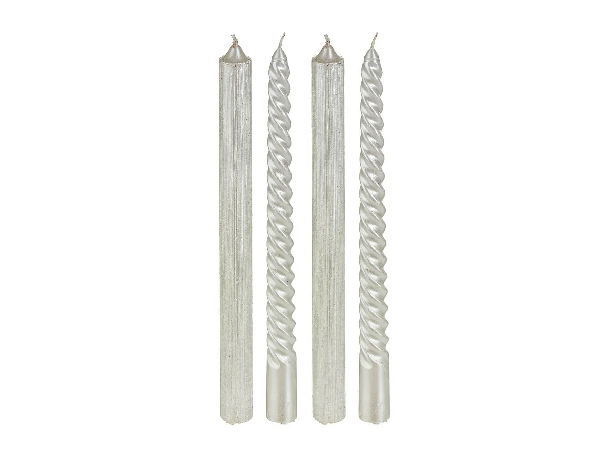 Lot de 4 Bougies Bâton "Colorama" 48g Blanc