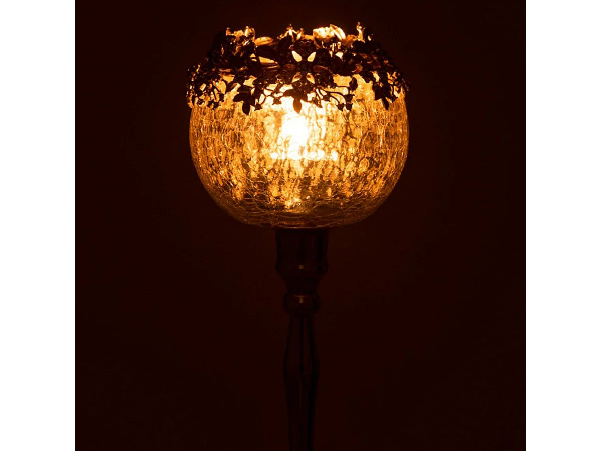 Photophore sur Pied en Métal "Bijou" 33cm Argent