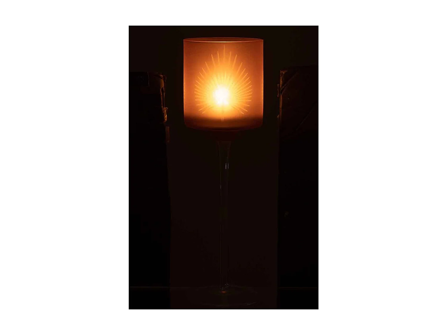 Photophore Déco "Feuilles de Palmier" 30cm Marron