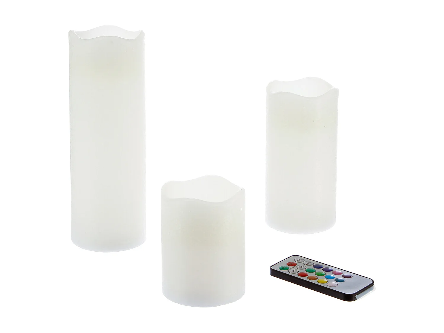 Lot de 3 Bougies LED "12 Couleurs" 20cm Multicolore