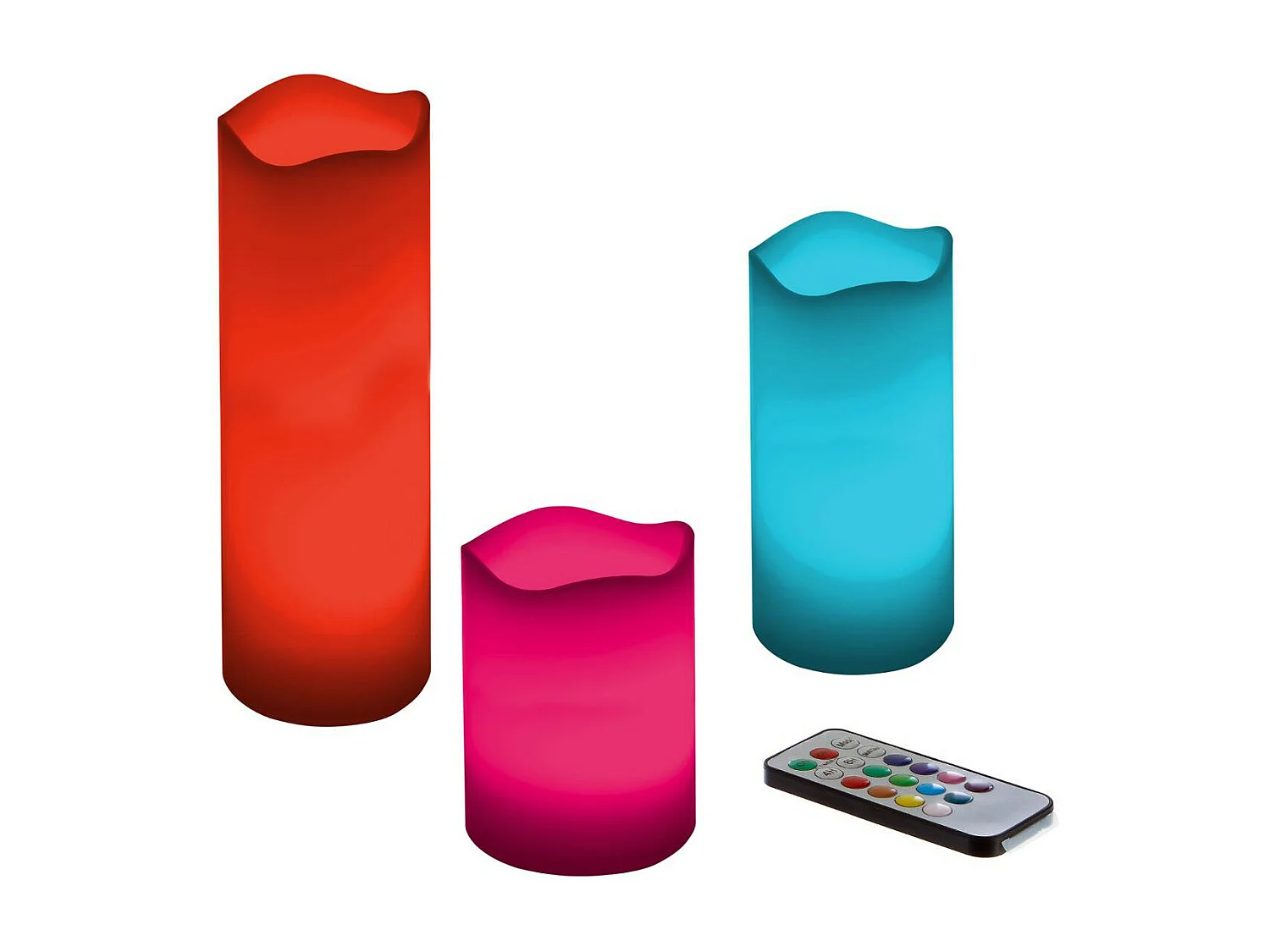 Lot de 3 Bougies LED "12 Couleurs" 20cm Multicolore