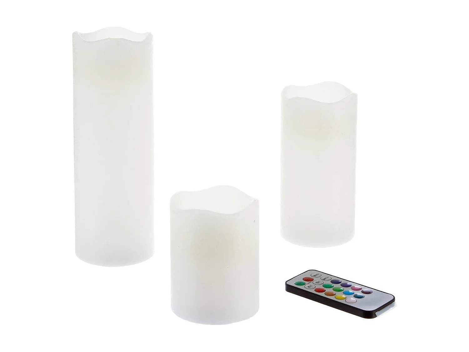 Lot de 3 Bougies LED "12 Couleurs" 20cm Multicolore